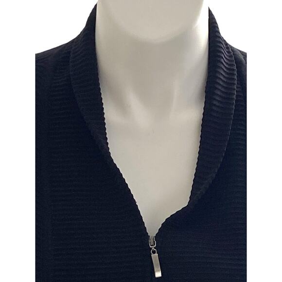 Exclusively Misook Textured Full Zip Sweater Cardigan Black XL Petite - Picture 4 of 7